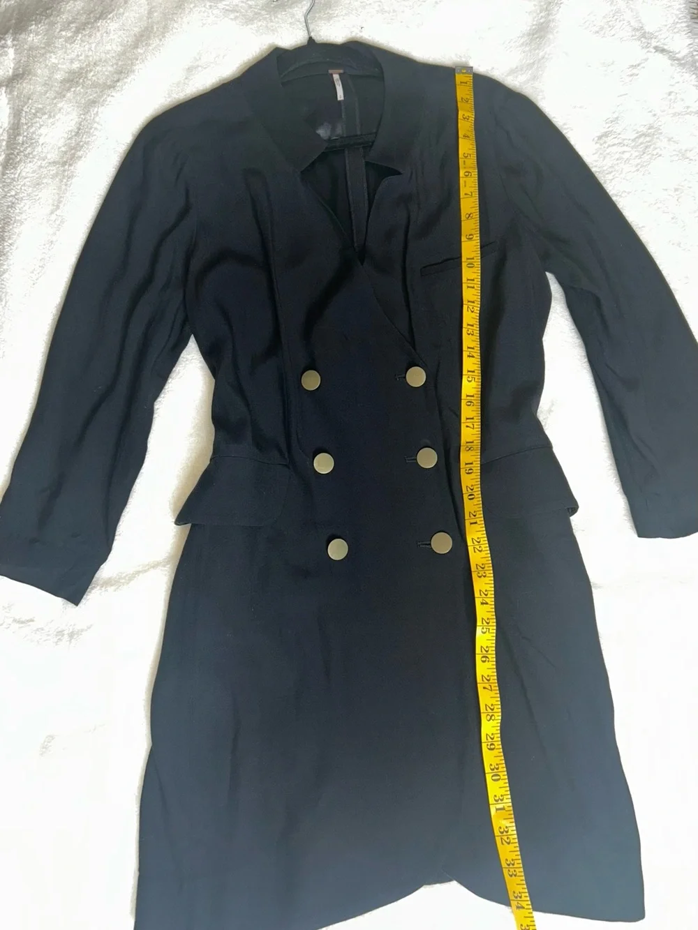 Free People Double-Breasted Black Blazer Dress with Gold Buttons Size Small